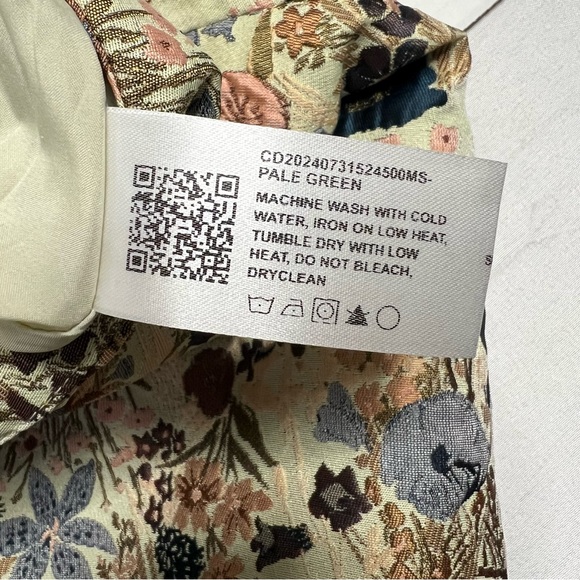 CIDER Mini Skirt Floral Jacquard Mid Waist A Line Classic Light Green Size XL - Picture 6 of 7